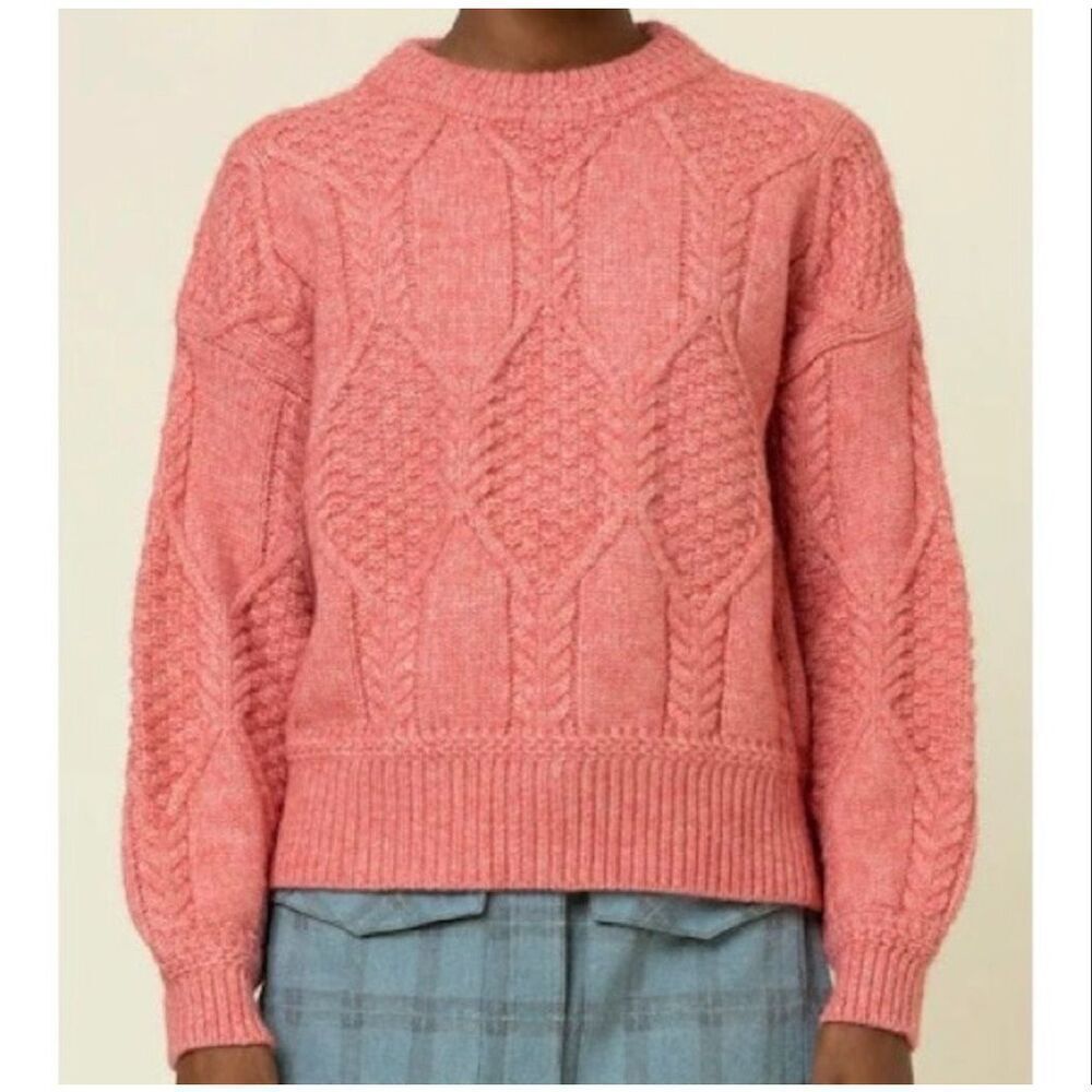 FRNCH Paris Julia Cable Knit Sweater Pink Size Large
